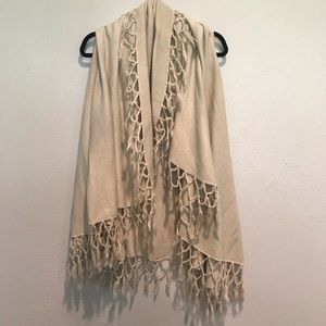 Cream Fringed Vest